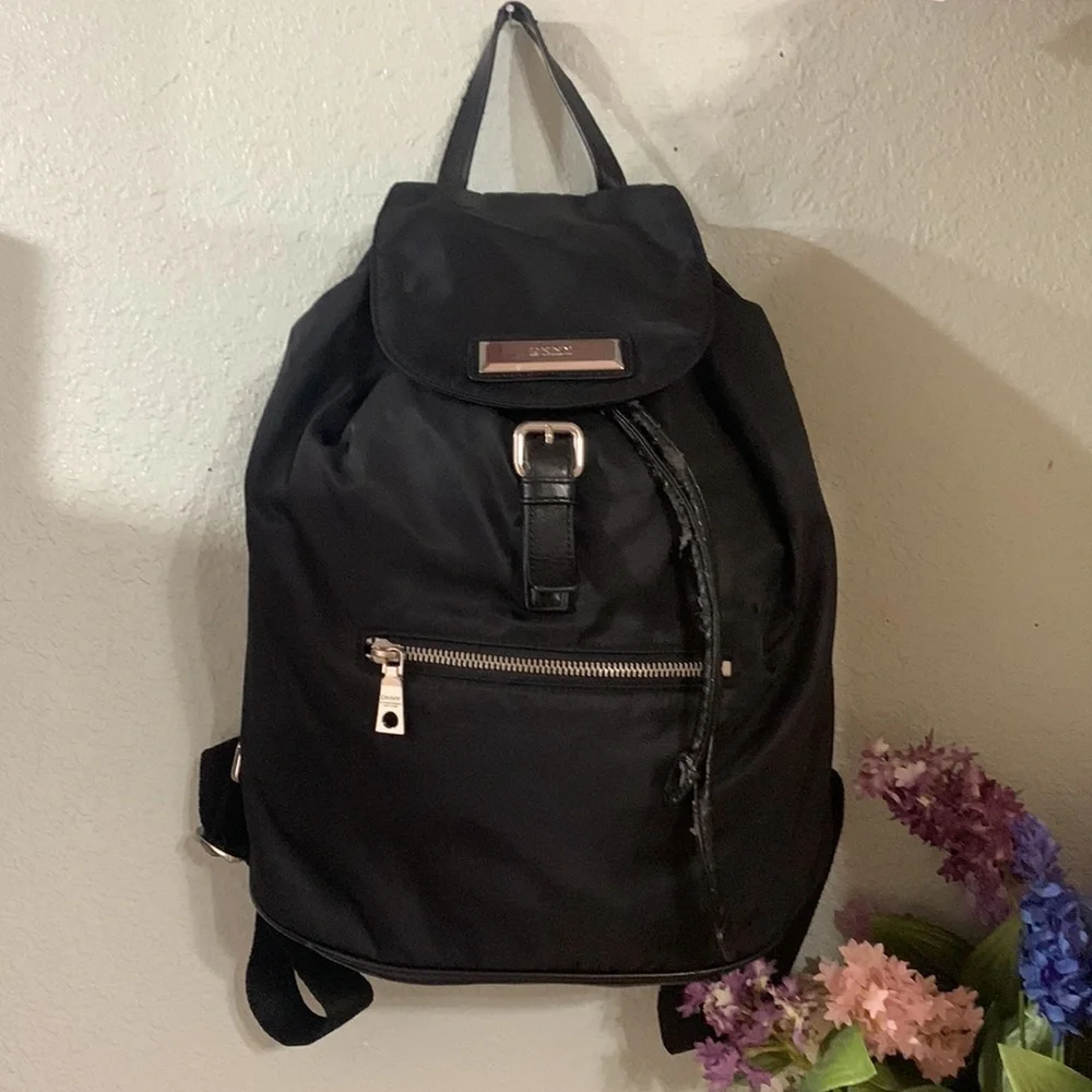 DKNY, Donna Karan nylon and leather backpack